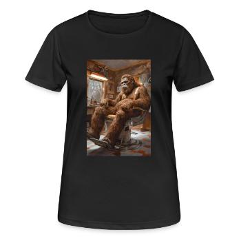 Sasquatch at the Barber Shop - Women's Breathable T-Shirt - black - Front - AI Model Female 172 light (172cm)