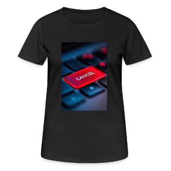 Rot Abbrechen-Tasten-Highlight - Frauen T-Shirt atmungsaktiv - Schwarz - Vorne - AI Model Female 172 light (172cm)