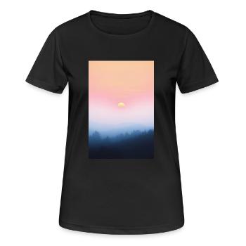Farbiger Sonnenuntergang im Herbst - Frauen T-Shirt atmungsaktiv - Schwarz - Vorne - AI Model Female 172 light (172cm)