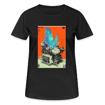 Fusion de cristaux Retro Tech - T-shirt respirant Femme - noir - Devant - AI Model Female 172 light (172cm)