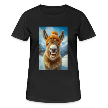 Smiling Donkey in Winter Hat - Women's Breathable T-Shirt - black - Front - AI Model Female 172 light (172cm)