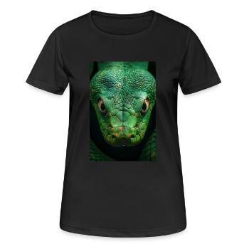 Hypnotischer grüner Schlangenblick - Frauen T-Shirt atmungsaktiv - Schwarz - Vorne - AI Model Female 172 light (172cm)
