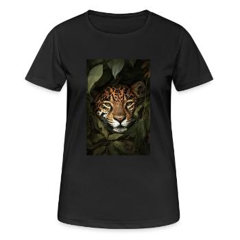 Jaguar im Dschungel versteckt - Frauen T-Shirt atmungsaktiv - Schwarz - Vorne - AI Model Female 172 light (172cm)