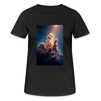 Heavenly Light Over Nebula Peaks - Women's Breathable T-Shirt - black - Front - AI Model Female 172 light (172cm)