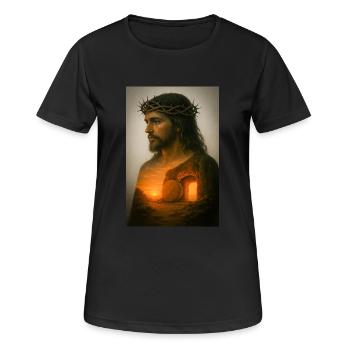 Risen Savior at Dawn - Women's Breathable T-Shirt - black - Front - AI Model Female 172 light (172cm)