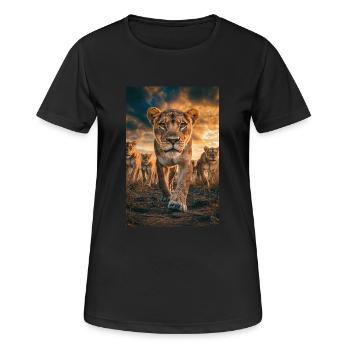 Une lionne intrépide à la tête de la Pride - T-shirt respirant Femme - noir - Devant - AI Model Female 172 light (172cm)