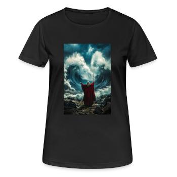 La force divine la mer - T-shirt respirant Femme - noir - Devant - AI Model Female 172 light (172cm)