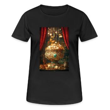 Königlicher Schatz quillt über - Frauen T-Shirt atmungsaktiv - Schwarz - Vorne - AI Model Female 172 light (172cm)