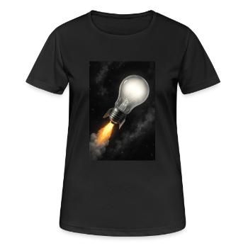 Raketengetriebene Bright Idea - Frauen T-Shirt atmungsaktiv - Schwarz - Vorne - AI Model Female 172 light (172cm)