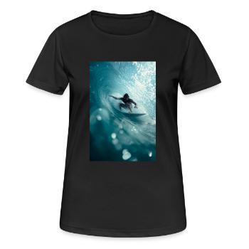 Surfer fährt das perfekte Fass - Frauen T-Shirt atmungsaktiv - Schwarz - Vorne - AI Model Female 172 light (172cm)