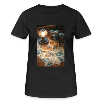 Des souvenirs vintage capturés dans le temps - T-shirt respirant Femme - noir - Devant - AI Model Female 172 light (172cm)