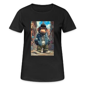 Singe urbain avec style urbain - T-shirt respirant Femme - noir - Devant - AI Model Female 172 light (172cm)