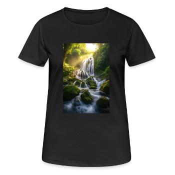 Cascade de la jungle mystique - T-shirt respirant Femme - noir - Devant - AI Model Female 172 light (172cm)