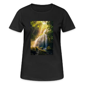 Cascade ensoleillée dans la forêt tropicale - T-shirt respirant Femme - noir - Devant - AI Model Female 172 light (172cm)