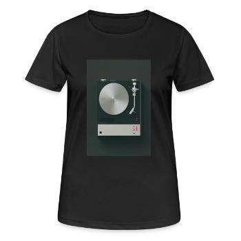 Platine vinyle rétro minimaliste - T-shirt respirant Femme - noir - Devant - AI Model Female 172 light (172cm)