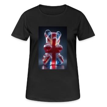 Union Jack Gummibärchen - Frauen T-Shirt atmungsaktiv - Schwarz - Vorne - AI Model Female 172 light (172cm)