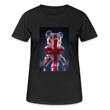 Gummibärchen mit britischer Flagge - Frauen T-Shirt atmungsaktiv - Schwarz - Vorne - AI Model Female 172 light (172cm)
