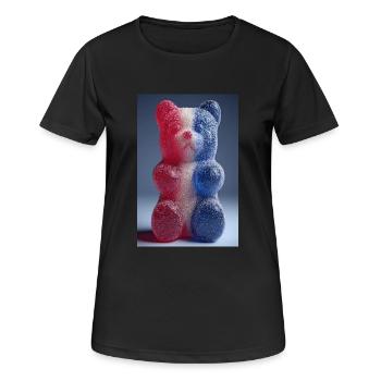 Gummibärchen mit französischer Flagge - Frauen T-Shirt atmungsaktiv - Schwarz - Vorne - AI Model Female 172 light (172cm)