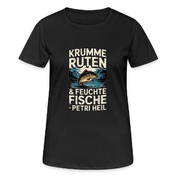 Cannes tordues et poissons mouillés - T-shirt respirant Femme - noir - Devant - AI Model Female 172 light (172cm)