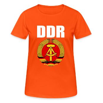DDR Wappen mit weisser Schrift - Women's Breathable T-Shirt - neon orange - Front - AI Model Female 172 dark (172cm)
