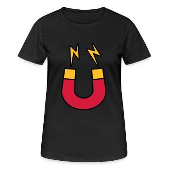 Logo de l’aimant lightning drôle - T-shirt respirant Femme - noir - Devant - AI Model Female 172 light (172cm)
