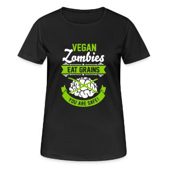 Vegan Zombies eat Grains you are safe! Veggie - Women's Breathable T-Shirt - black - Front - AI Model Female 172 light (172cm)
