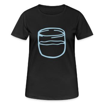 glas, glas halb voll, Glas gefüllt - Frauen T-Shirt atmungsaktiv - Schwarz - Vorne - AI Model Female 172 light (172cm)