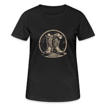 Stetson et bottes Western Country Danse en ligne - T-shirt respirant Femme - noir - Devant - AI Model Female 172 light (172cm)