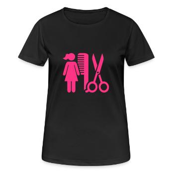 Friseurin - Frauen T-Shirt atmungsaktiv - Schwarz - Vorne - AI Model Female 172 light (172cm)