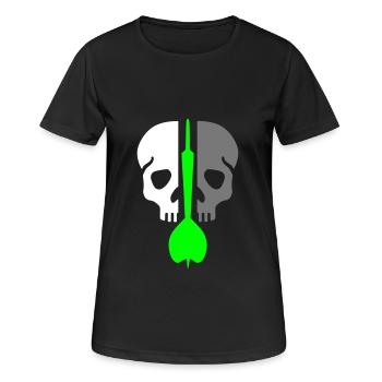 Geteilter Schädel und Dartpfeil - Frauen T-Shirt atmungsaktiv - Schwarz - Vorne - AI Model Female 172 light (172cm)
