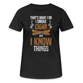 Raucher Zigarre Männerabend Tabak Lifestyle - Frauen T-Shirt atmungsaktiv - Schwarz - Vorne - AI Model Female 172 light (172cm)