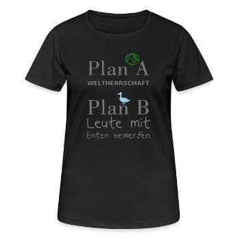Plan A Weltherrschaft - Frauen T-Shirt atmungsaktiv - Schwarz - Vorne - AI Model Female 172 light (172cm)
