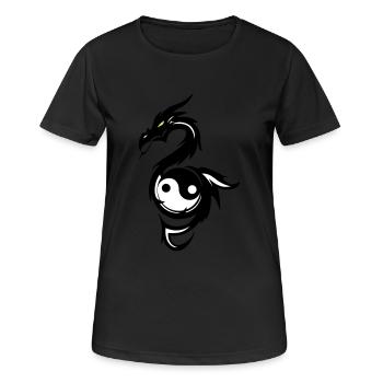 Dragon Ying & Yang - Women's Breathable T-Shirt - black - Front - AI Model Female 172 light (172cm)