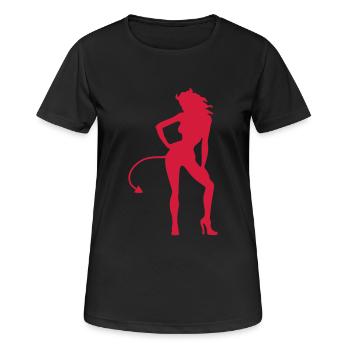 Teufelin - Devil - Frauen T-Shirt atmungsaktiv - Schwarz - Vorne - AI Model Female 172 light (172cm)