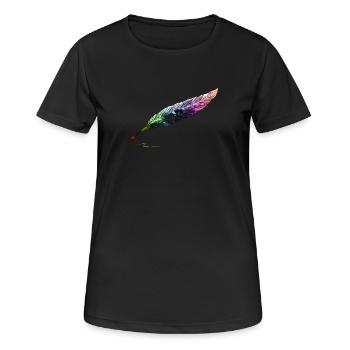 feder - Frauen T-Shirt atmungsaktiv - Schwarz - Vorne - AI Model Female 172 light (172cm)