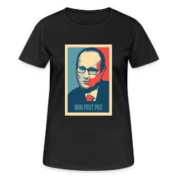 Popularité de François Hollande - T-shirt respirant Femme - noir - Devant - AI Model Female 172 light (172cm)