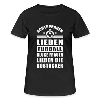 Frauen lieben Fußball, kluge Frauen die Rostocker - Frauen T-Shirt atmungsaktiv - Schwarz - Vorne - AI Model Female 172 light (172cm)