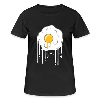 graffiti tropfen spiegelei kochen braten essen ei - Frauen T-Shirt atmungsaktiv - Schwarz - Vorne - AI Model Female 172 light (172cm)