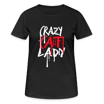 Chat fou Dame Texte Folle Femme Chats Amour - T-shirt respirant Femme - noir - Devant - AI Model Female 172 light (172cm)