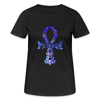 Ankh Cosmique - Version Indigo - T-shirt respirant Femme - noir - Devant - AI Model Female 172 light (172cm)