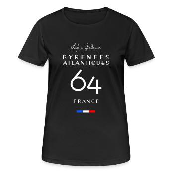 La vie dans les Pyrénées Atlantiques Numéro 64 - T-shirt respirant Femme - noir - Devant - AI Model Female 172 light (172cm)