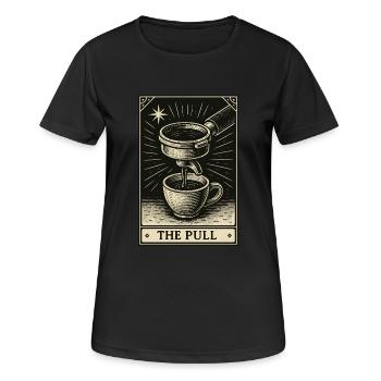 Tarot pour les amateurs de café – The Pull - T-shirt respirant Femme - noir - Devant - AI Model Female 172 light (172cm)