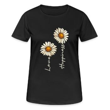 Daisy Love Happiness Chemise pour femme - T-shirt respirant Femme - noir - Devant - AI Model Female 172 light (172cm)