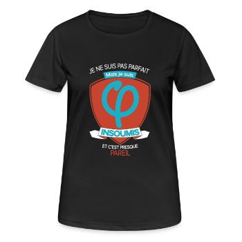TShirt - "Les Insoumis" - T-shirt respirant Femme - noir - Devant - AI Model Female 172 light (172cm)