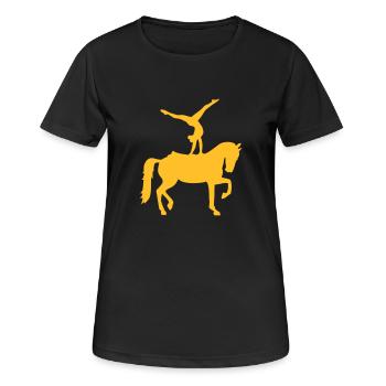 Voltigieren - Frauen T-Shirt atmungsaktiv - Schwarz - Vorne - AI Model Female 172 light (172cm)