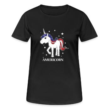 Americorn! Einhorn! Unicorn! Trendy Cute! USA! - Frauen T-Shirt atmungsaktiv - Schwarz - Vorne - AI Model Female 172 light (172cm)