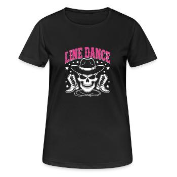 Line Dance Skull with Stetson and Boots and Lasso - Women's Breathable T-Shirt - black - Front - AI Model Female 172 light (172cm)