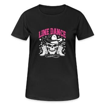 Line Dance Skull with Stetson and Boots and Lasso - Women's Breathable T-Shirt - black - Front - AI Model Female 172 light (172cm)