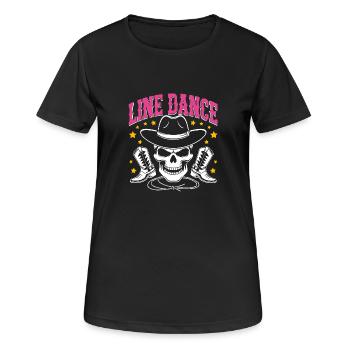 Line Dance Skull with Stetson and Boots and Lasso - Women's Breathable T-Shirt - black - Front - AI Model Female 172 light (172cm)