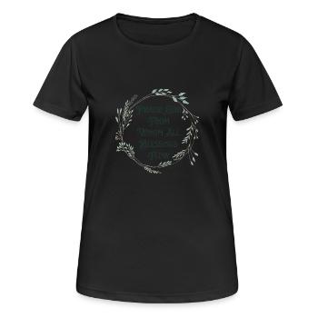 Praise God- Green Text - Women's Breathable T-Shirt - black - Front - AI Model Female 172 light (172cm)